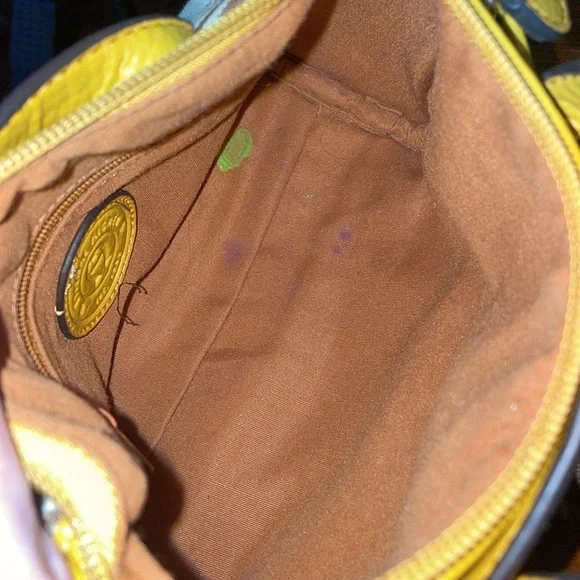 Etienne Aigner Satchel Bag Canvas Leather Signature Logo Print Gold P10 - Picture 8 of 8